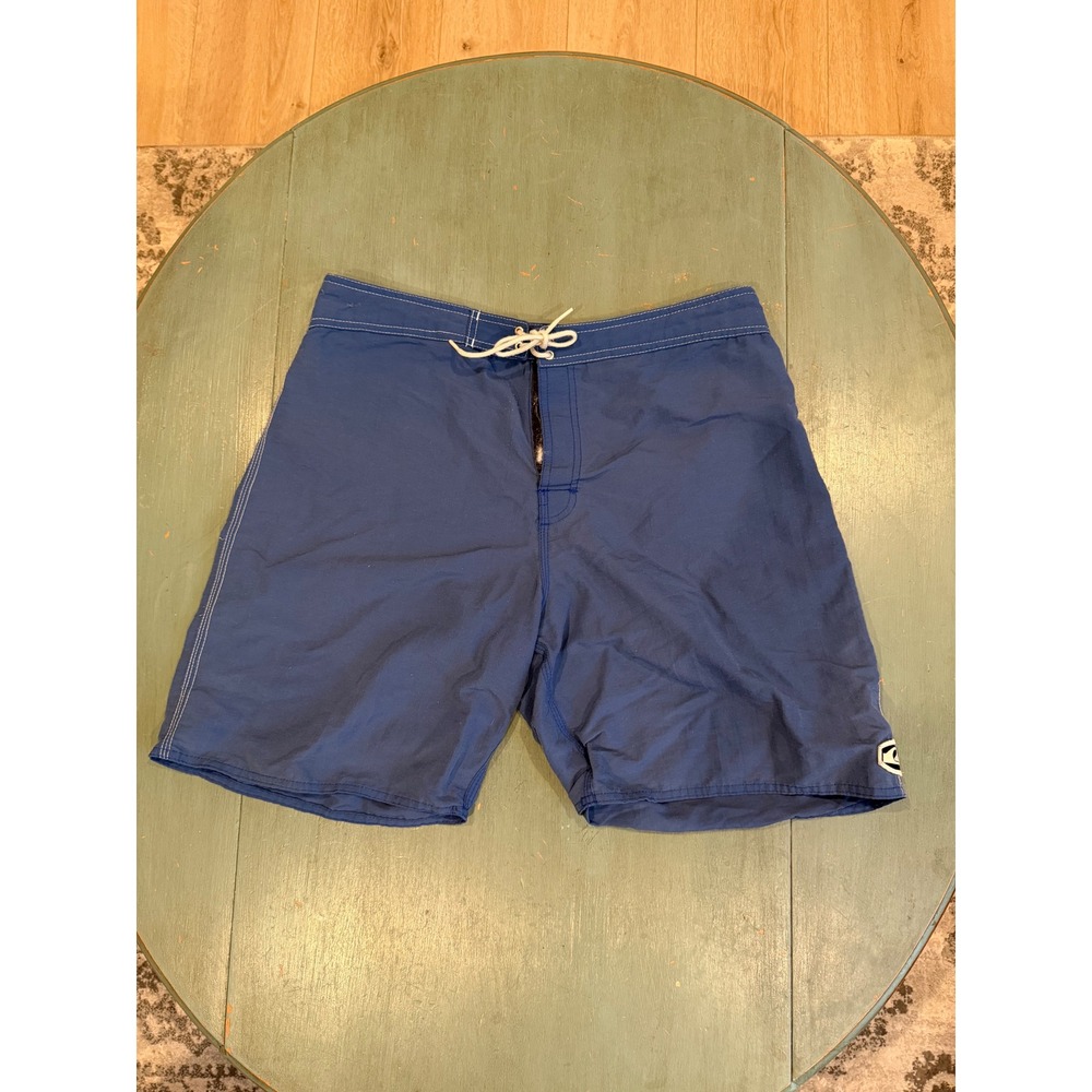 Y2K Quiksilver Mens Blue Board Shorts Size 34 Lace Up Surf Swim Trunks 0101242